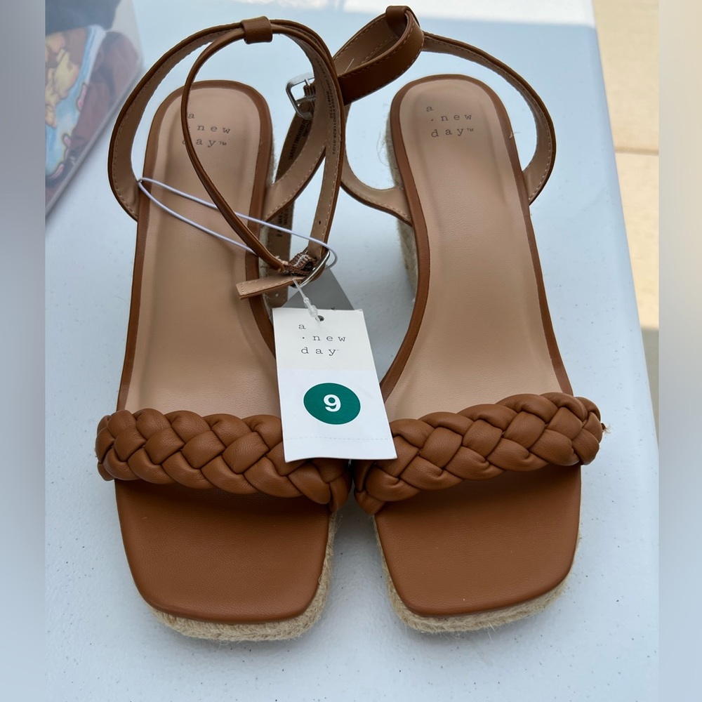 Brown Braided Wedges